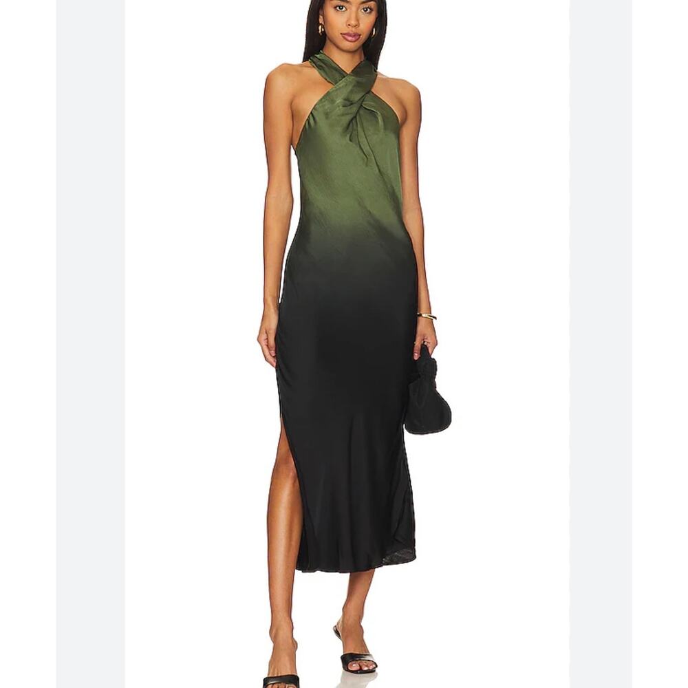 NWT Young Fabulous & Broke size medium Manhattan dress in dark green and black